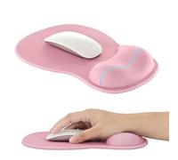 EooCoo Tappetino Mouse con Supporto per Polso in Gel e Base in Silicone Antiscivolo, Lavabile Tappetino per Mouse, Comodo Mouse Pad, Forniture per Ufficio, la Scuola, PC Personali, 26x19cm, Rosa