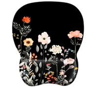 EooCoo Tappetino per Mouse con Comodo Supporto per Il Polso, 4mm Mousepad Poggiapolsi con Materiali Memory Foam, Base in Gomma Antiscivolo - Piccoli Fiori