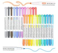 EooUooIP Evidenziatore, 25 Pennarelli a Doppia Testa Assortiti Colorati Evidenziatori Sottili a Punta a Scalpello Pennarello Pastello a Doppia Punta per Bambini Scuola per Adulti Ufficio