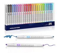 EooUooIP Evidenziatore Pastel 25 evidenziatori pastello a punta di scalpello arcobaleno a doppia testa, per alunno ufficio aula Colore fluorescente