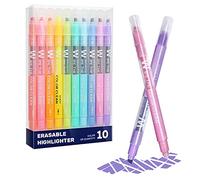 EooUooIP Evidenziatori cancellabili in colori assortiti, punte larghe e sottili, set di pennarelli pastello per evidenziare in ufficio, in classe (10 colori)