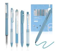 EooUooIP Penne Gel, 6 Pezzi Penne Gel Estetiche Penna Gel ad Asciugatura Rapida, Penna a Sfera Retrattile Nera + Evidenziatore Colorato per Ufficio, Scuola(Blu)