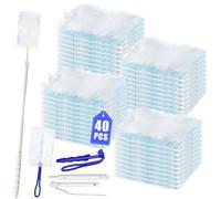 EOPUOZS 42 Pezzi Piumini Cattura Polvere Compatibile con Swiffer Duster | Kit per Spolverare Elettrostatico, con 1 Manubrio Lungo e 1 Manubrio Corto, per Capelli, Polvere, Sporco