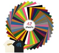 EOPUOZS 42 Pezzi Vinile Termoadesivo per Tessuti, 30,5x20,1cm Tessuto Termoadesivo Cricut, Ideale per Tessuti Fai da te, Magliette, Abbigliamento, Cappelli, 24 Colori