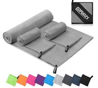 EOPUOZS Asciugamano Microfibra Set di 3, Asciugatura Rapida Assorbente Asciugamano Palestra, Leggero Telo da Viaggio Ideale per Fitness, Viaggi, Spiaggia, Yoga, Sauna, Campeggio (grigio scuro)