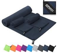 EOPUOZS Asciugamano Microfibra Set di 3, Asciugatura Rapida Assorbente Asciugamano Palestra, Leggero Telo da Viaggio Ideale per Fitness, Viaggi, Spiaggia, Yoga, Sauna, Campeggio (Blu Navy)