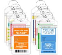 EOPUOZS Etichette per Valigie da Crociera, 8 Pezzi Etichette Impermeabili in PVC, con Fasce Metalliche Avvitabili, Trasparenti, per Bagagli, Borse, Zaini (8,9x19,2cm)