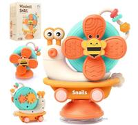 EOPUOZS Gioco Seggiolone Ventosa per Bambini, Spinner Bambini con Ventosa, Montessori Sensoriale Giochi 6-12 Mesi, Giocattoli Regalo Bimbo 1 Anno (Arancione)