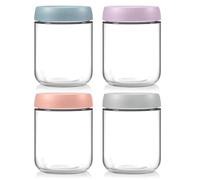 EOPUOZS Set 4 Barattoli Vetro per Overnight Oats 480ml con Coperchio, Riutilizzabili, Vasetti in Vetro, per Insalata, Avena, Snack, Budini, Sottaceti, Pappe e Yogurt