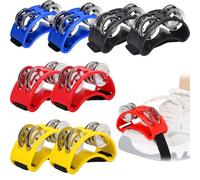 Eorbow Confezione da 8 tamburelli per adulti, tamburelli con cinturino elastico, shaker per percussioni a pedale con campanelle in acciaio, strumenti musicali a percussione per chitarra, cajon, banjo