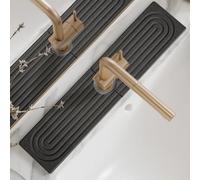 eormoe Paraspruzzi per lavello da cucina, tappetino per rubinetto in pietra, tappetino per asciugare in diatomite, accessori moderni per piano di lavoro per cucina e bagno (grigio scuro, 60 x 10 cm)