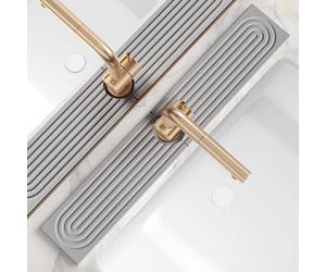 eormoe Tappetino assorbente per rubinetto della cucina, paraspruzzi in terra diatomacea per rubinetto del lavandino, vassoio in pietra estetica che assorbe l'acqua nella casa moderna [grigio, 60 x 10