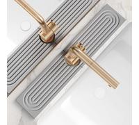 eormoe Tappetino per rubinetto per lavello della cucina, protezione dagli schizzi per rubinetto in terra di diatomee, ad asciugatura rapida, pietra assorbente per lavello del bagno (grigio, 40 x 9 cm)