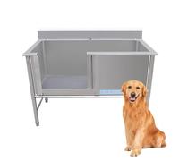 EORNYHQMY Stazione di Lavaggio per Cani, Vasca da Bagno Professionale per Cani da Compagnia in Acciaio Inossidabile, con Gradini, Accessori per Rubinetti, Porta Sinistra, per La Casa (120cm)