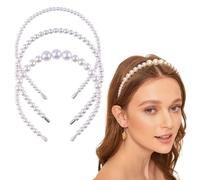 EORPAVU accessori capelli sposa,Fasce per capelli da sposa, Fasce per capelli con perle, Fasce per comunione per ragazze, Fasce per capelli con perle fatte a mano per ragazze (set di 3)