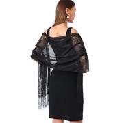 EORPAVU Scialli da donna, 1 pezzo di scialle floreale da donna sciarpa di pizzo scialle con nappe per matrimoni feste (nero)