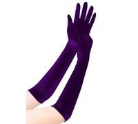 EORUBE - Guanti lunghi da opera in velluto per donna, stile anni '20, flapper, elasticizzati, al gomito, guanti per costume di Halloween, Viola scuro, Etichettalia unica