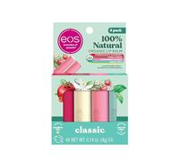 EOS 100% Natural & Organic Lip Balm Sticks, Variety Pack- Strawberry Sorbet, Pomegranate Raspberry, Sweet Mint & Vanilla Bean, 0.14 oz, 4-pack, Clear, 1 Count
