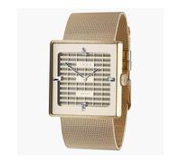 EOS New York "Petra Gold" Quarzo Donna Orologio Quadrato Acciaio Oro Swarovski