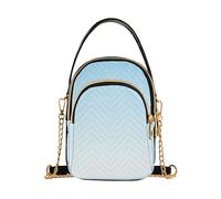 EOSDT Borsa a tracolla bella blu cielo gradiente trapuntato catena tracolla cellulare borsa carino cerniera signore pochette Satchel, 15 cm × 21,1 cm × 7,9 cm