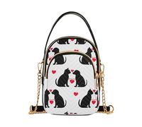 EOSDT Borsa a tracolla borsa decorativa per telefono cellulare tracolla trapuntata cerniera borsa a tracolla da donna gatto cane cuori San Valentino