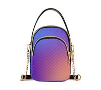 EOSDT Borsa a tracolla da donna astratta sfumata di colore brillante trapuntata tracolla a catena per telefono cellulare borsa carino cerniera signore frizione Satchel, 15 cm × 21,1 cm × 7,9 cm
