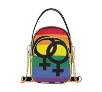 EOSDT Borsa a tracolla da donna carina borsa per telefono tracolla a catena borsa trapuntata cerniera signora bombetta borsa arcobaleno orgoglio lesbica bandiera identità sessuale