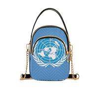 EOSDT Borsa a tracolla da donna con bandiera delle Nazioni Unite, trapuntata, piccola borsa a catena con cerniera, borsa a tracolla da donna
