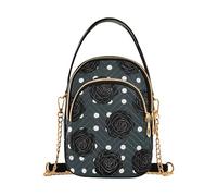 EOSDT Borsa a tracolla da donna con cinturino a catena per telefono cellulare borsa trapuntata con cerniera da donna pochette borsa a tracolla rosa nera bianca a pois