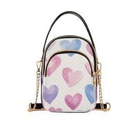 EOSDT Borsa a tracolla da donna modello borsa per telefono piccola borsa a catena trapuntata cerniera borsa a tracolla da donna rosa pastello cuori di San Valentino