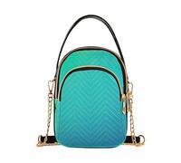 EOSDT Borsa a tracolla da donna trapuntata con tracolla a catena per telefono cellulare con stampa carina borsa a tracolla astratta blu verde natura gradiente