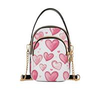 EOSDT Borsa a tracolla da donna trapuntata con tracolla a catena portafoglio per telefono borsa fiore cerniera da donna pochette borsa a tracolla cuori rosa San Valentino