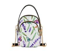 EOSDT Borse a tracolla trapuntate con fiori di lavanda farfalle borse per telefono con tracolla a catena borsa a tracolla design carino
