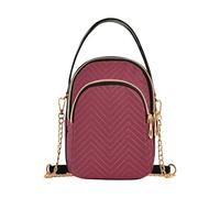 EOSDT Borse monospalla Tiziano Rosso Tinta Unita Trapuntata Borse per Telefono con Tracolla a Catena Simpatica Cerniera Crossbody Bowler Bag, 5.9 "× 8.3" × 3.1"