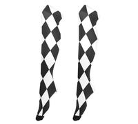 EOSDT Calzini lunghi classici da donna con motivo scozzese a rombi neri e bianchi, morbidi sopra il ginocchio, per uso quotidiano, feste o sport, classico plaid con diamanti neri e bianchi (5), taglia