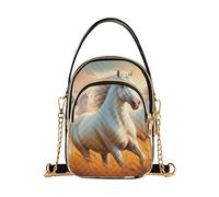 EOSDT Cavalli bianchi che corrono borsa a tracolla singola borsa per telefono alla moda con tracolla trapuntata designer borsa a tracolla
