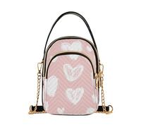 EOSDT Cuori rosa San Valentino borsa a tracolla borsa stampata telefono portafoglio catena borsa trapuntato cerniera signore pochette Satchel