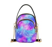 EOSDT Galaxy Rainbow Nuvole Blu Rosa Donne sopra la borsa a tracolla Telefono Portafoglio Catena Tracolla Borsa Stampa Floreale Cerniera Signore Frizione Satchel, 15 cm × 21,1 cm × 7,9 cm