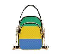 EOSDT Una borsa a tracolla colorata borsa per telefono piccola borsa a catena trapuntata cerniera borsa a tracolla da donna bandiera del Gabon