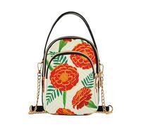 EOSDT Una borsa a tracolla con stampa a tracolla per telefono cellulare borsa a catena trapuntata con cerniera borsa a tracolla rossa floreale verde foglie beige