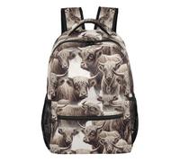 EOSDT Zaino classico per ragazze e ragazzi, marrone mucca per bambini, per la scuola e gli adolescenti, Marrone mucca classica, Medium, Casual
