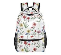 EOSDT Zaino estetico per bambini con fiori selvatici bianchi per scuola zaino da viaggio borsa per libri per ragazzi adolescenti ragazze, Fiori di campo estetici bianchi, Medium, Casual
