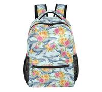 EOSDT Zaino per bambini blu balena acquerello per la scuola grande zaino per libri per ragazzi adolescenti ragazze, Acquerello Blu Balena, Small, Casual