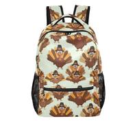EOSDT Zaino per bambini con tacchino e cartoni animati, per la scuola, ragazzi, ragazze, grande, colore: marrone, Cartone animato Turchia Marrone, Small, Casual