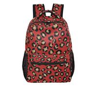 EOSDT Zaino scolastico per bambini con pois leopardati rossi grande zaino per ragazze ragazzi adolescenti, Macchia leopardata rossa, Small, Casual