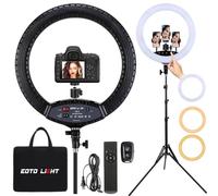 EOTO LIGHT 48,3 cm, luce ad anello LED con treppiede, pannello touch per studi di trucco, ritratto, YouTube, vlog, registrazione video, con borsa per il trasporto e telecomando