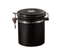 Eouayoree Tanica per caffè, Contenitore Ermetico per Chicchi di caffè, con Data Tracker, in Acciaio, Contenitore per Cucina, 1,5 L, Nero