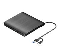 Eouayoree Unità CD DVD +/-RW Esterna, USB 3.0 e USB-C Lettore Masterizzatore CD e DVD ROM Portatile Lettore, Masterizzatore, Riscrittore Unità Disco Durevole Facile da Installare Facile da Usare, Nero