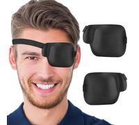 EOUIAV 2 Pezzi 3D Nera Benda perAdulti Bambini, Cinghia Regolabile Occhi, Patch Regolabile per Occhio per L'amliopia e Lo Strabismo, Sinistra+Destra