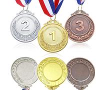 EOUIAV 6 Pezzi Medaglie Premiazioni Metallo, Medaglia Oro Argento Bronzo con Nastro, Medaglie Vincenti per Collo per Gare Stile Olimpico, per Bambini Adulti Premi per la Giornata dello Sport